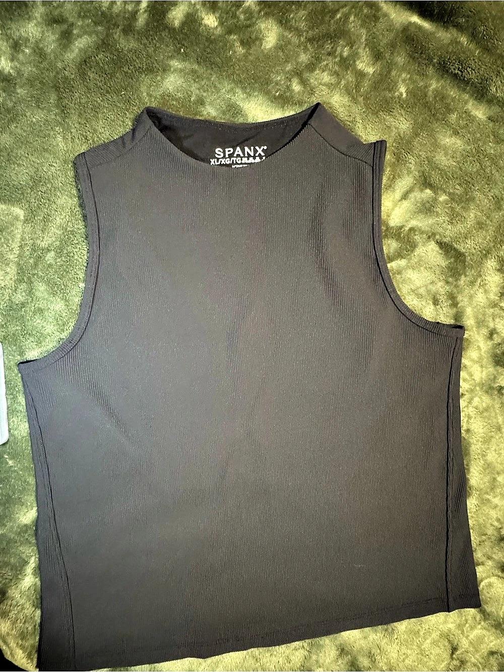 SPANX Contour Rib Mock Neck Crop Top Black XL